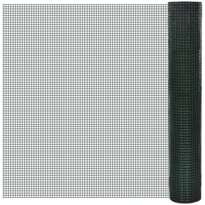 foto del prodotto vidaxl recinzione in rete per pollaio rivestita in pvc 25x1 m verde