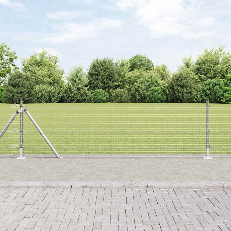 foto del prodotto vidaxl recinzione in rete saldato con 13 pali flangiati 0.6x50 m acciaio zincato