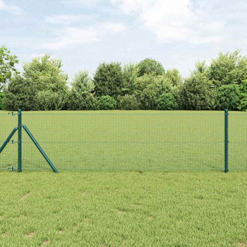 foto del prodotto vidaxl recinzione in rete saldato con 13 pali verde 0.8x25 m acciaio