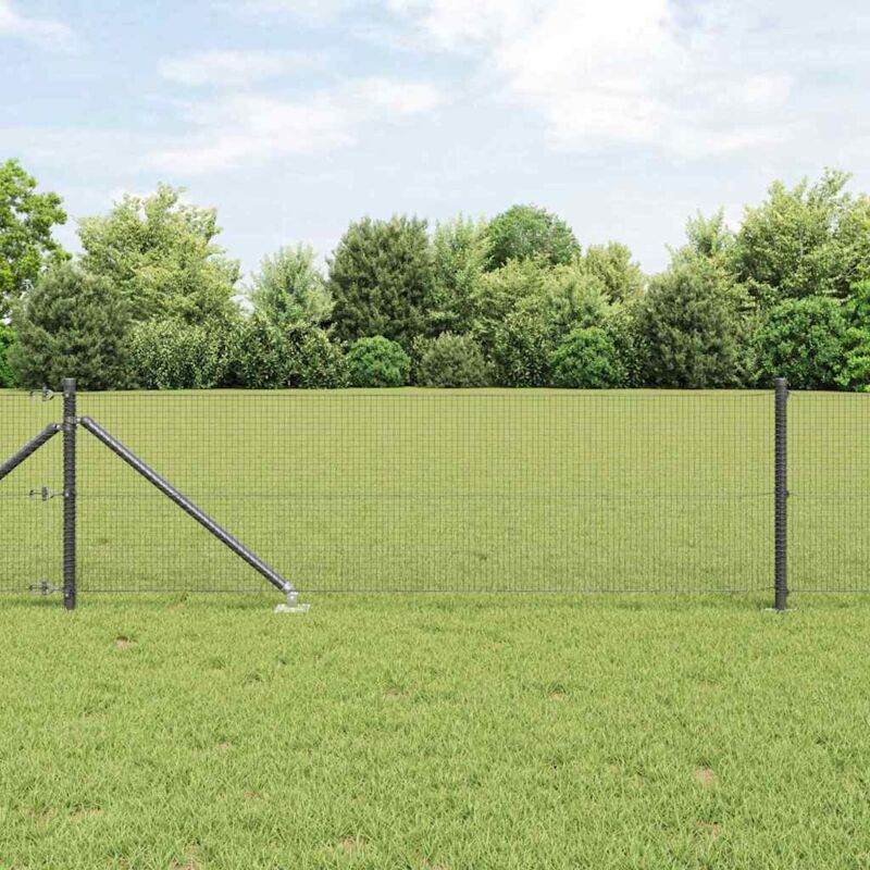 foto del prodotto vidaxl recinzione in rete saldato con 7 posti a picchetto grigia 0.8x10 m acciaio