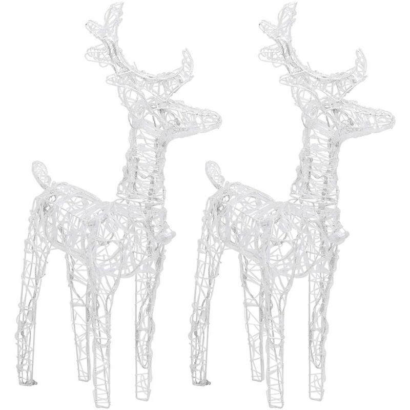 foto del prodotto vidaxl renne di natale 2 pz bianco freddo 80 led in acrilico