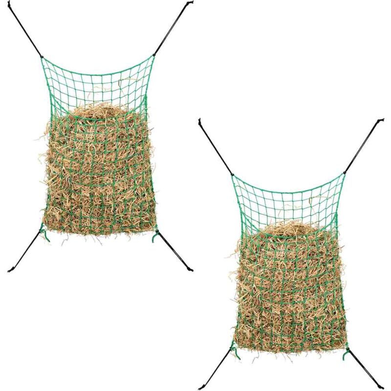 foto del prodotto vidaxl reti da fieno 2pz rettangolari verdi 90x60 cm in pp