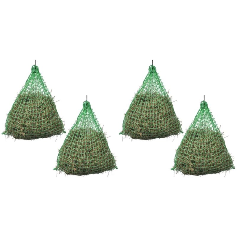 foto del prodotto vidaxl reti per fieno set 4 pz rotonde in pp verde varie dimensioni dimensioni 0.75 x 0.5 m