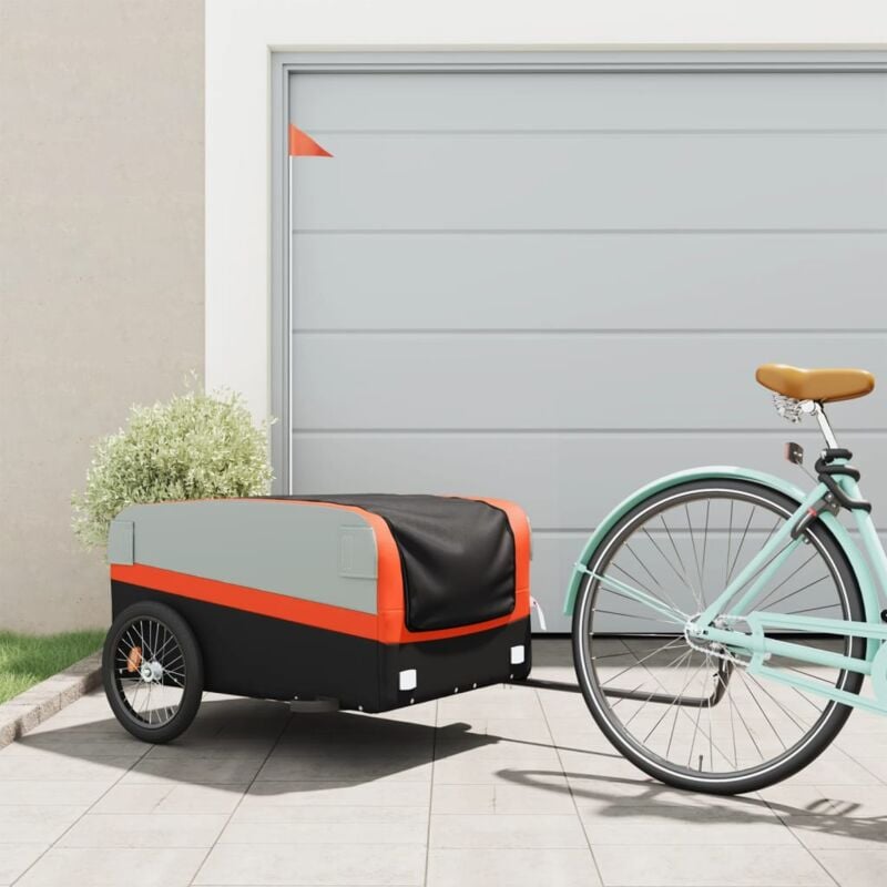 foto del prodotto vidaxl rimorchio da bici nero e arancione 45 kg in ferro