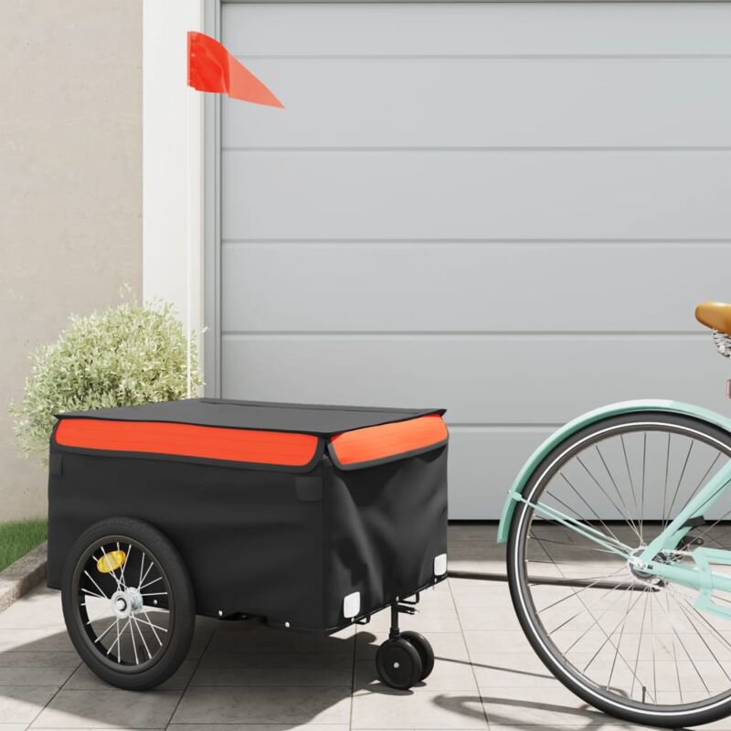 foto del prodotto vidaxl rimorchio da bici nero e arancione 45 kg in ferro