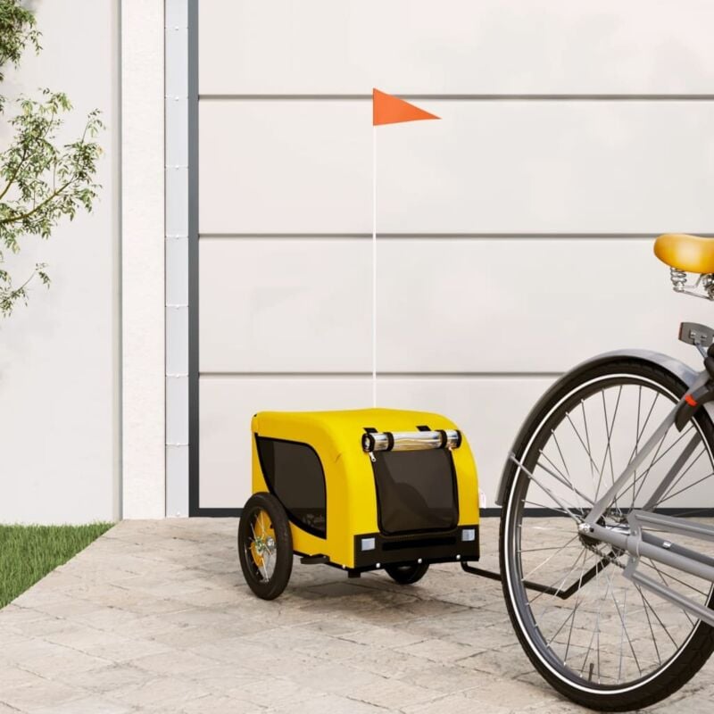 foto del prodotto vidaxl rimorchio da bici per animali giallo e nero oxford e ferro