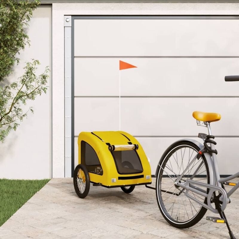 foto del prodotto vidaxl rimorchio da bici per animali giallo oxford e ferro