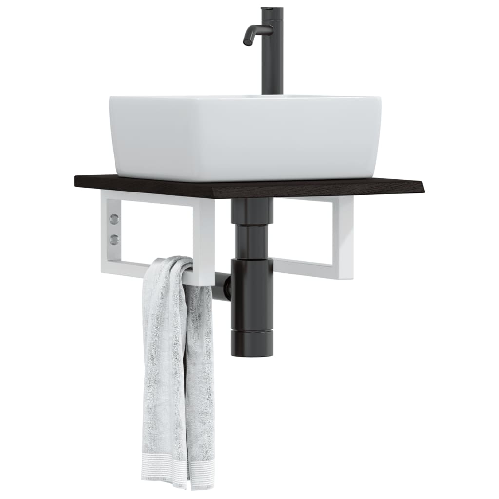 foto del prodotto vidaxl ripiano a parete per lavabo in acciaio e massello di rovere