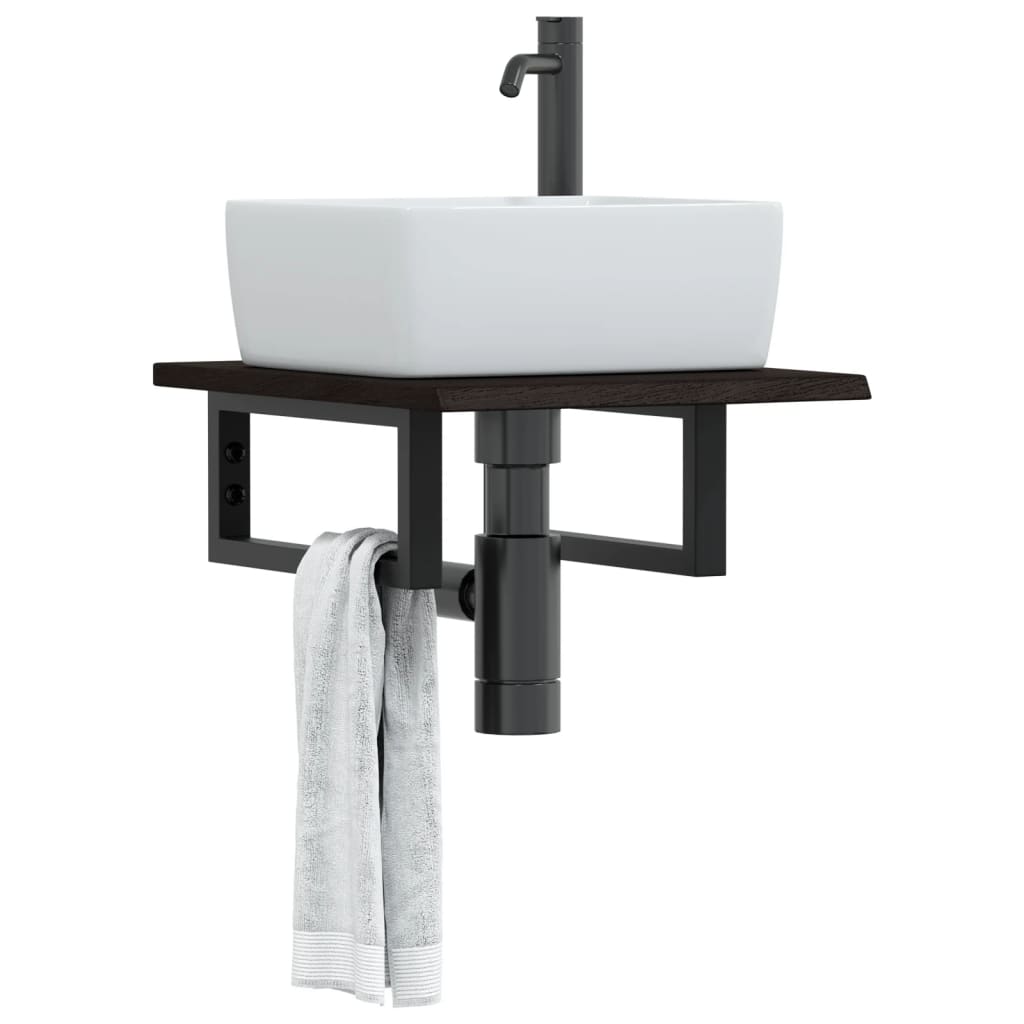 foto del prodotto vidaxl ripiano a parete per lavabo in acciaio e massello di rovere