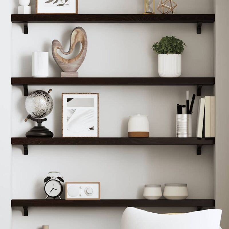 foto del prodotto vidaxl ripiano muro marrone scuro 80x10x4 cm massello rovere trattato