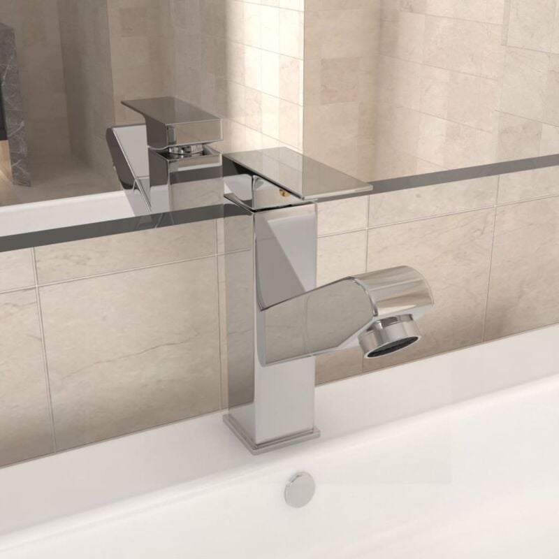 foto del prodotto vidaxl rubinetto lavabo da bagno estraibile finitura cromo 157x172 mm