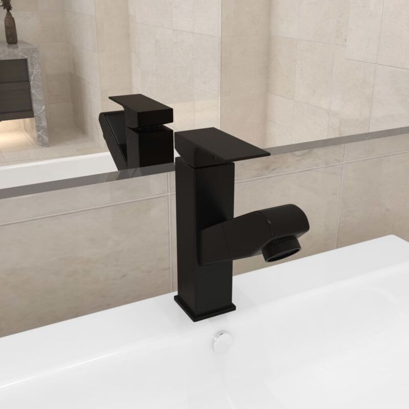 foto del prodotto vidaxl rubinetto lavabo da bagno funzione estraibile nero 157x172 mm
