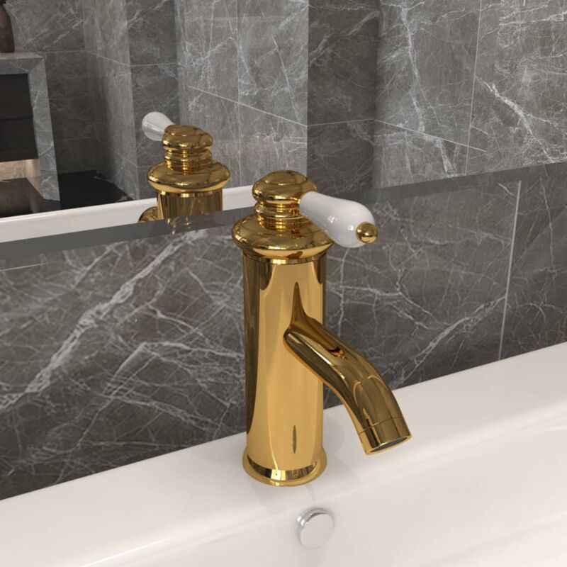 foto del prodotto vidaxl rubinetto per lavabo del bagno 130x180 mm con pomello elegante vari colori colore oro