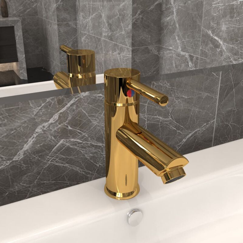 foto del prodotto vidaxl rubinetto per lavabo del bagno oro 130x176 mm