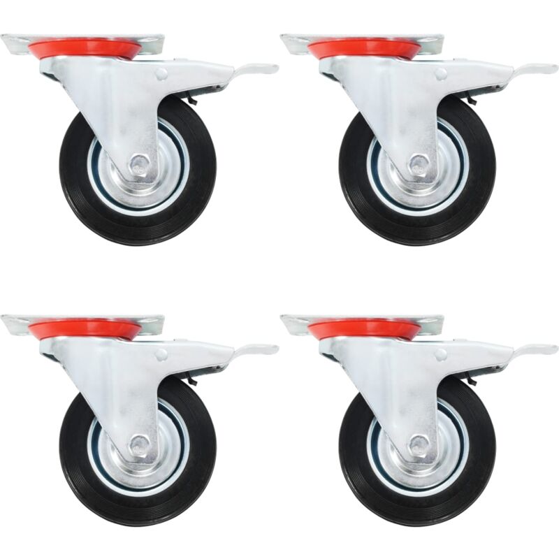 foto del prodotto vidaxl ruote girevoli con doppio freno 4 pz 100 mm