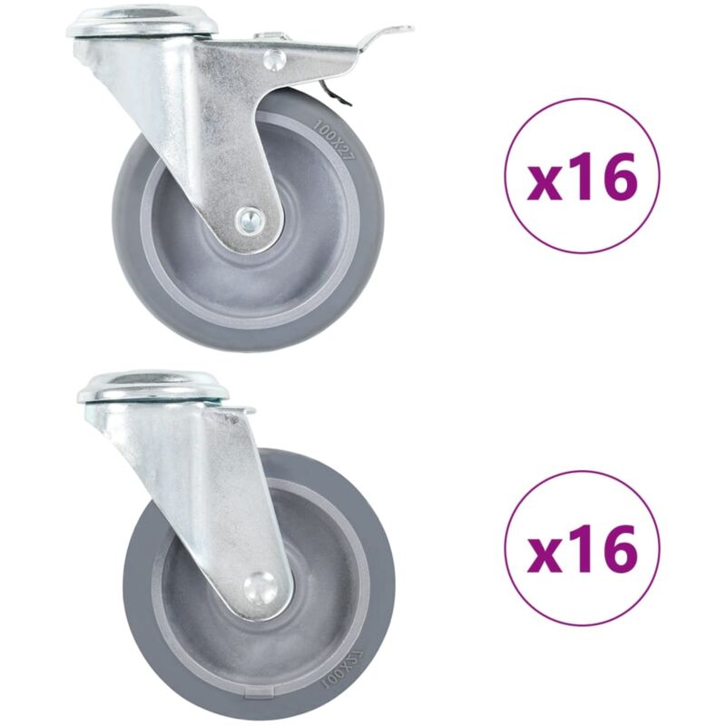 foto del prodotto vidaxl ruote girevoli con foro per bullone 32 pz 100 mm