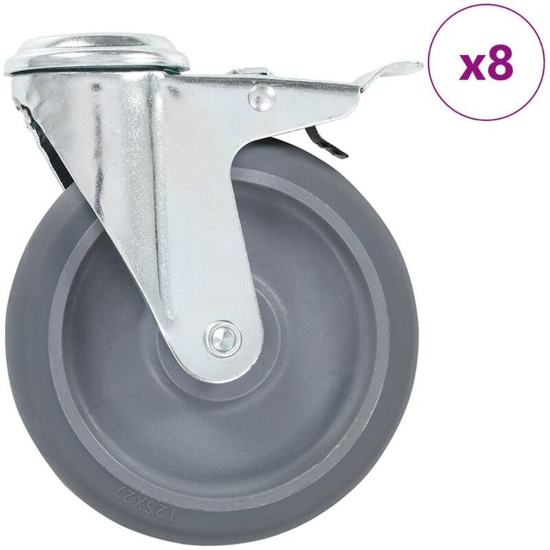 foto del prodotto vidaxl ruote girevoli con foro per bullone 8 pz 125 mm 669723