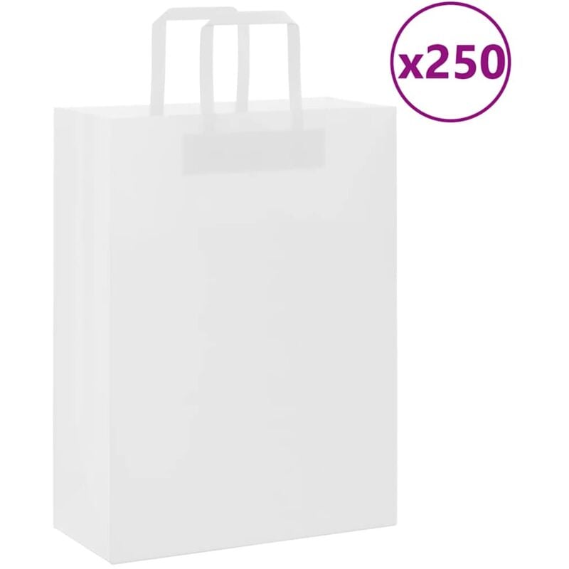 foto del prodotto vidaxl sacchetti di carta 250 pz con manici bianchi 26x12x35 cm