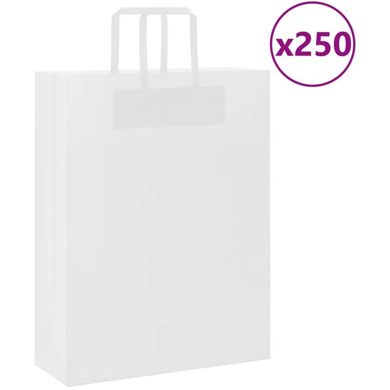 foto del prodotto vidaxl sacchetti di carta 250 pz con manici bianchi 32x12x42 cm