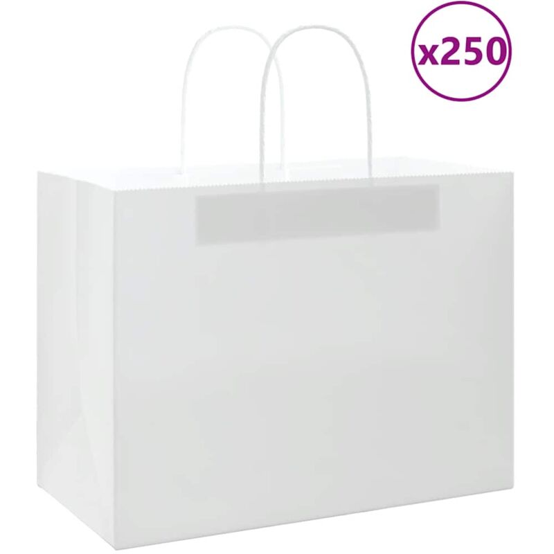 foto del prodotto vidaxl sacchetti di carta 250 pz con manici bianchi 32x17x25 cm