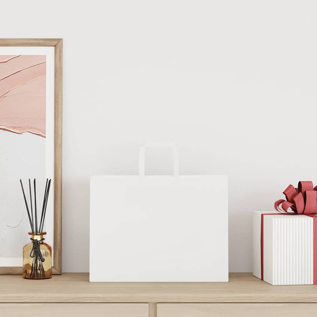 foto del prodotto vidaxl sacchetti di carta 250 pz con manici bianchi 32x17x25 cm