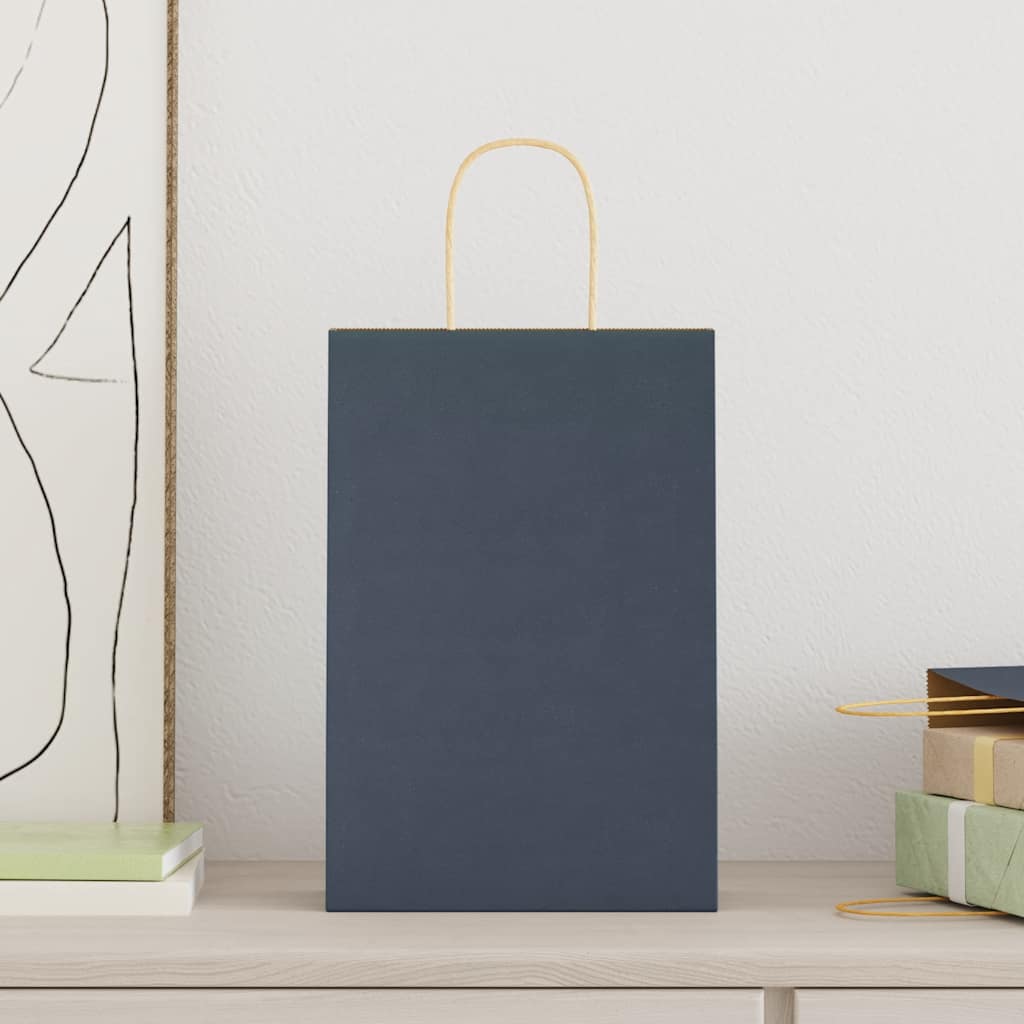 foto del prodotto vidaxl sacchetti di carta 250 pz con manici blu 21x11x31 cm
