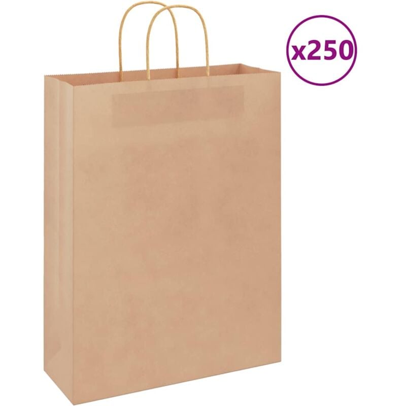 foto del prodotto vidaxl sacchetti di carta 250 pz con manici marrone 32x12x42 cm