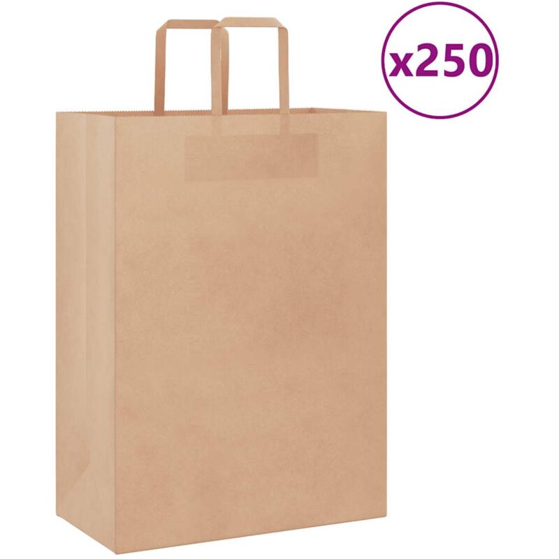 foto del prodotto vidaxl sacchetti di carta 250 pz con manici marrone 32x17x44 cm