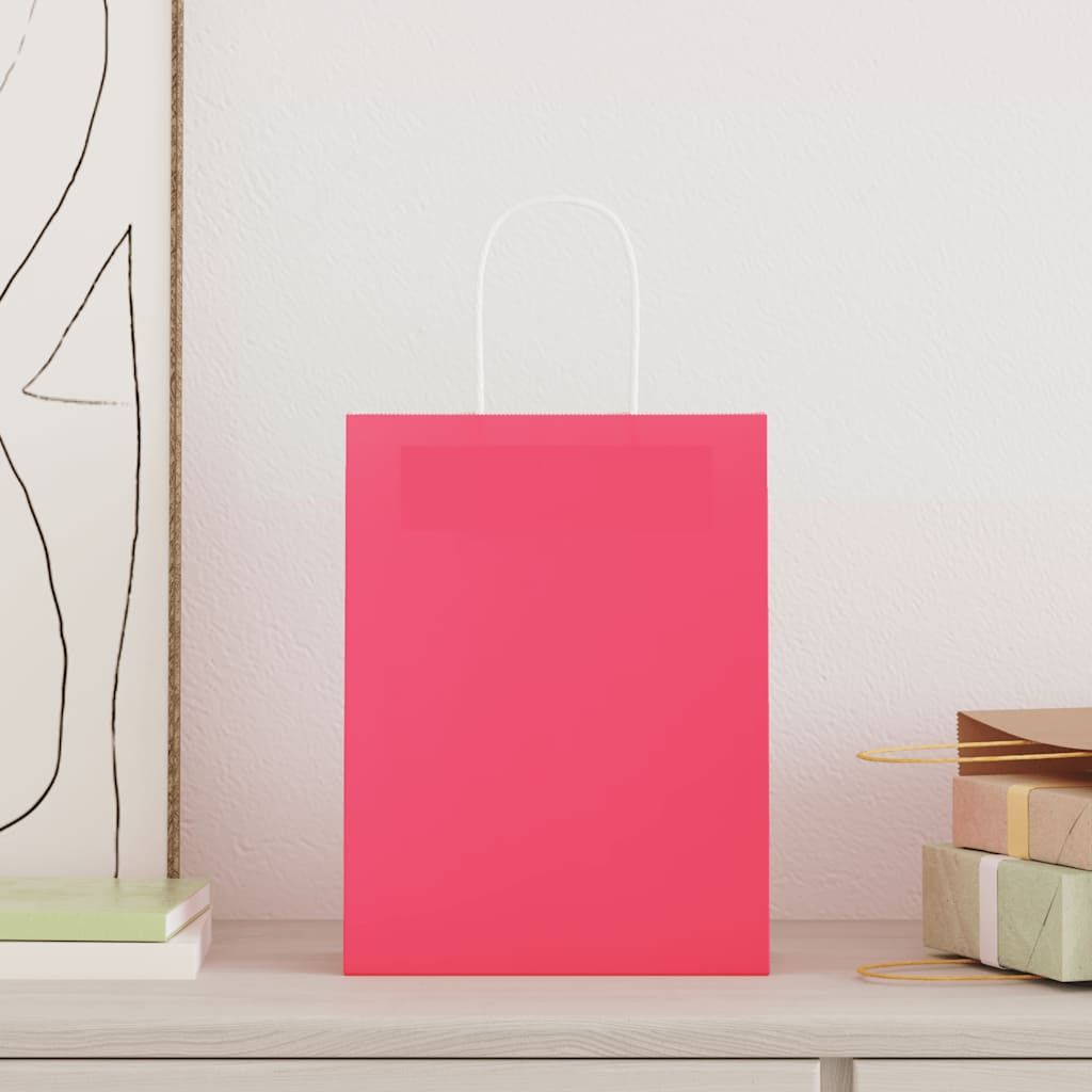 foto del prodotto vidaxl sacchetti di carta 250 pz con manici rosa 21x11x28 cm