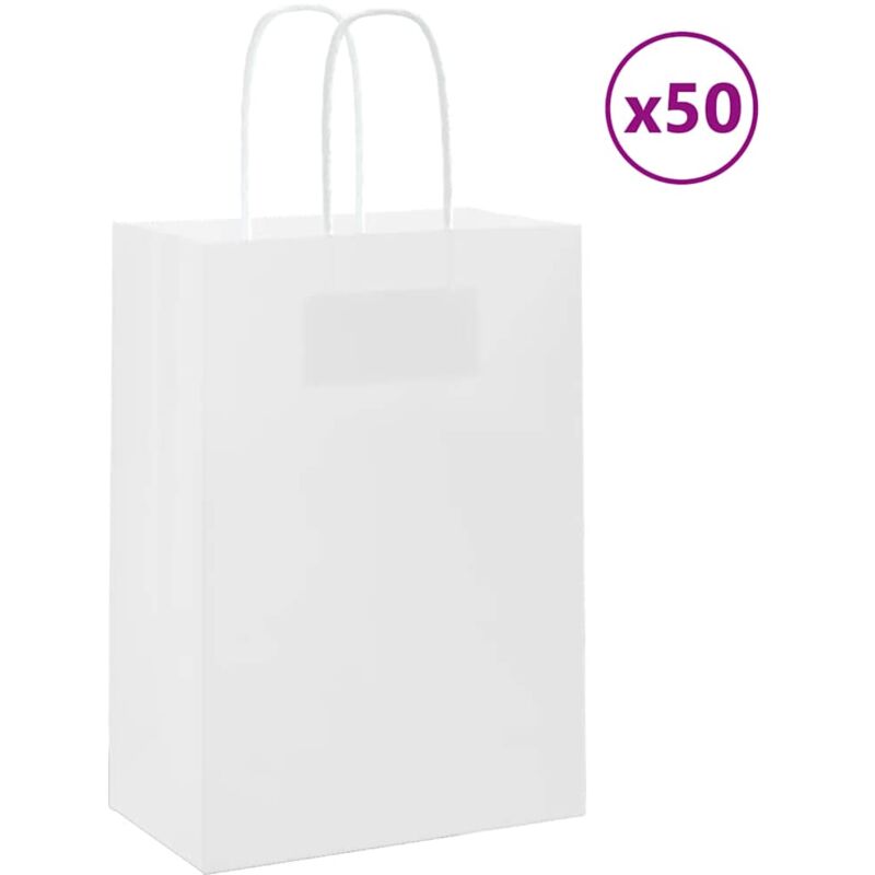 foto del prodotto vidaxl sacchetti di carta 50 pz con manici bianchi 15x8x21 cm