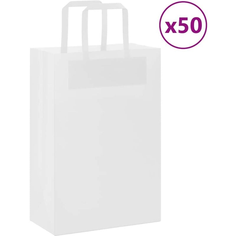 foto del prodotto vidaxl sacchetti di carta 50 pz con manici bianchi 21x11x31 cm