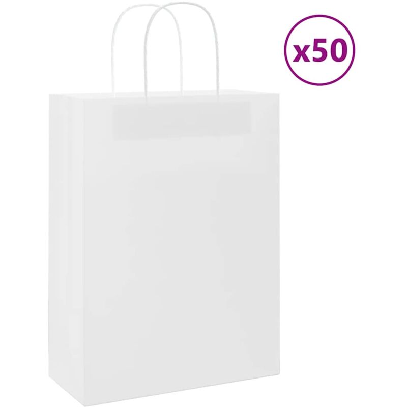 foto del prodotto vidaxl sacchetti di carta 50 pz con manici bianchi 26x12x35 cm