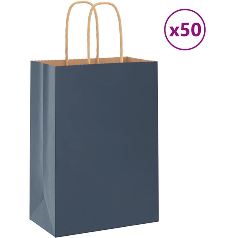 foto del prodotto vidaxl sacchetti di carta 50 pz con manici blu 15x8x21 cm