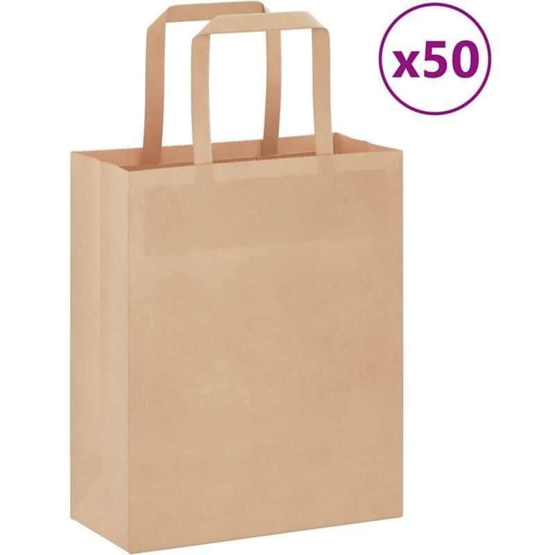 foto del prodotto vidaxl sacchetti di carta 50 pz con manici marrone 18x8x22 cm