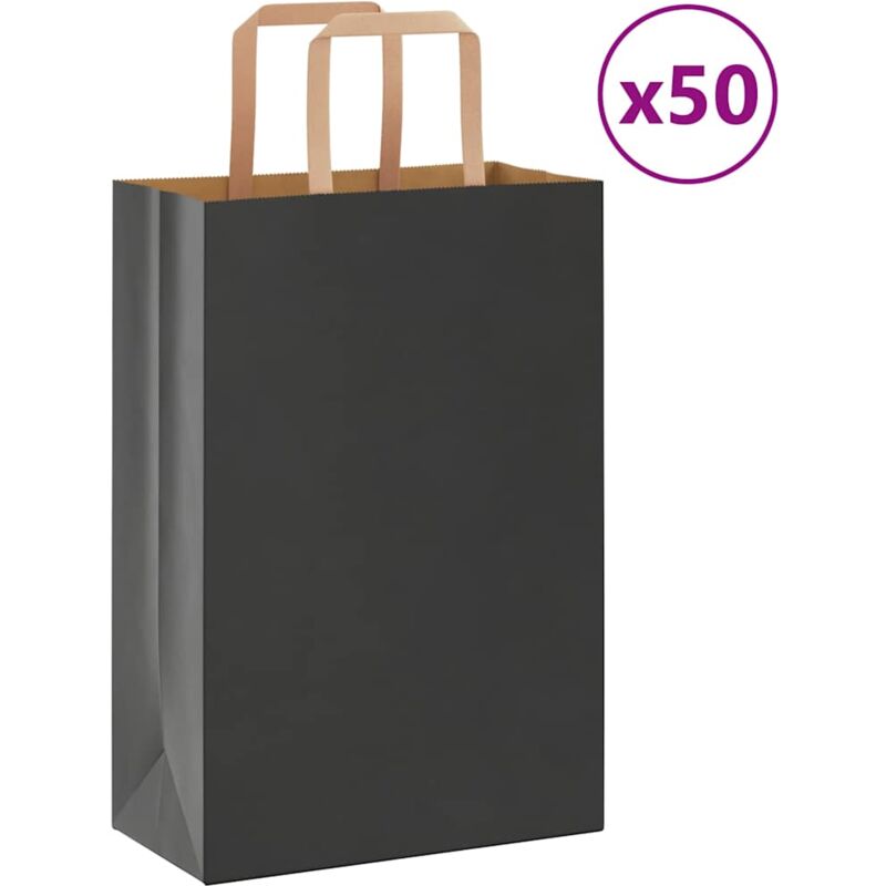 foto del prodotto vidaxl sacchetti di carta 50 pz con manici neri 21x11x31 cm