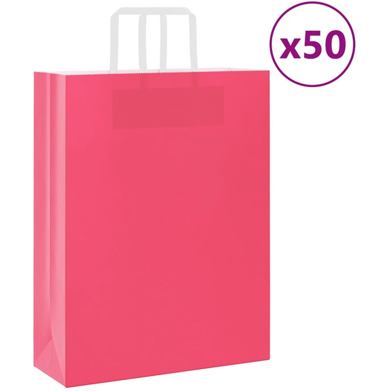 foto del prodotto vidaxl sacchetti di carta 50 pz con manici rosa 32x12x42 cm