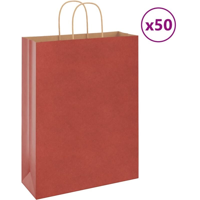foto del prodotto vidaxl sacchetti di carta 50 pz con manici rossi 32x12x42 cm