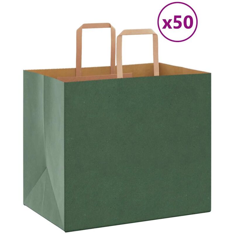 foto del prodotto vidaxl sacchetti di carta 50 pz con manici verdi 32x22x28 cm