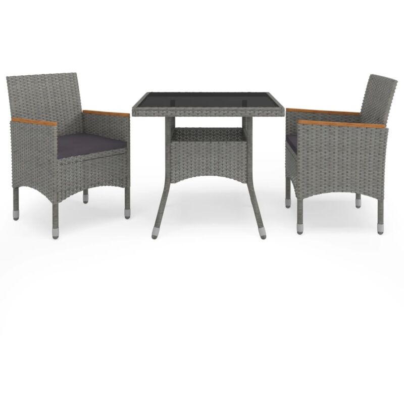 foto del prodotto vidaxl salottino da esterni elegante con 2 poltrone tavolo in polyrattan vari colori colore grigio