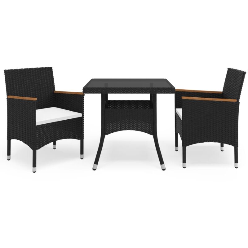 foto del prodotto vidaxl salottino da esterni elegante con 2 poltrone tavolo in polyrattan vari colori colore nero
