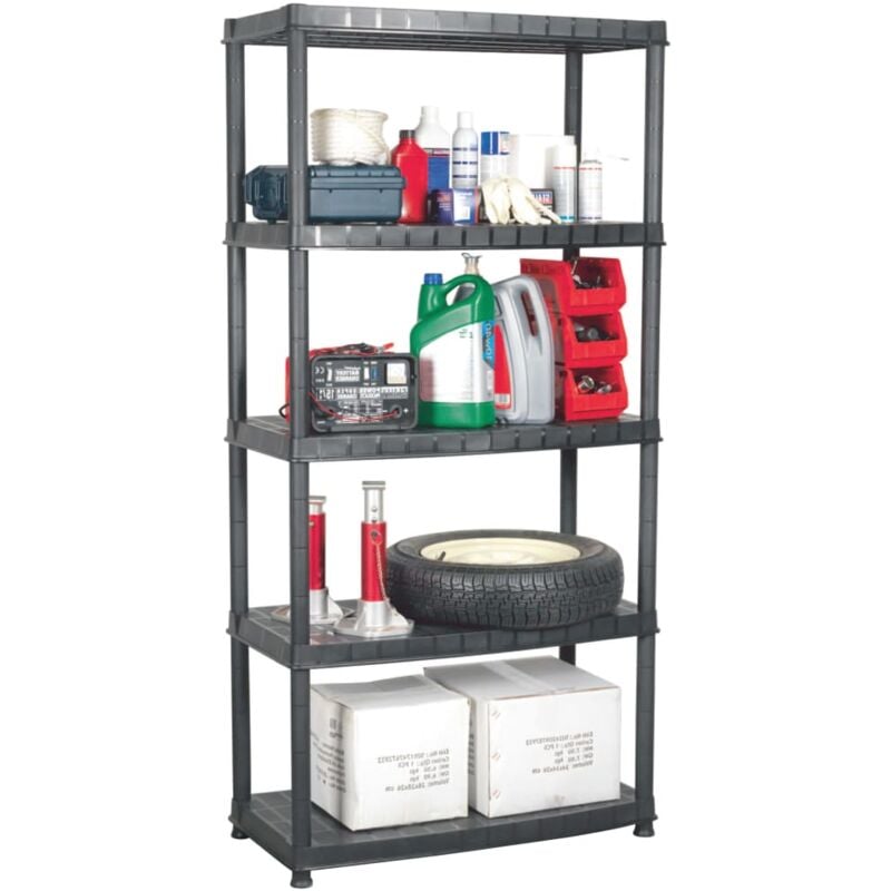foto del prodotto vidaxl scaffale a 5 ripiani nero 85x40x185 cm in plastica