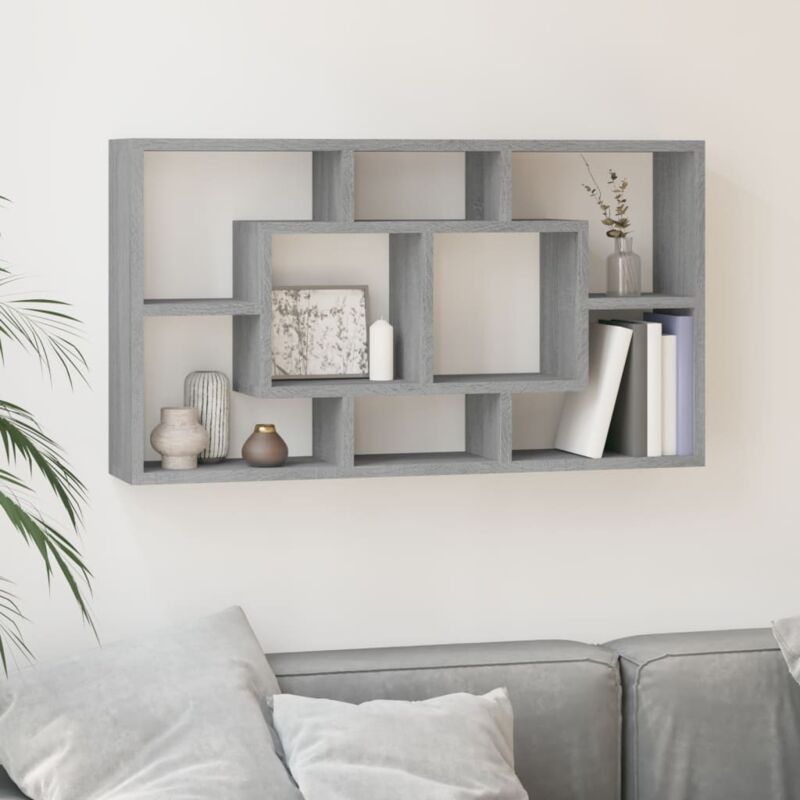 foto del prodotto vidaxl scaffale a muro 8 scomparti grigio sonoma