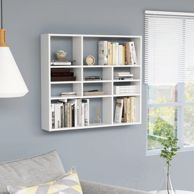 foto del prodotto vidaxl scaffale a parete bianco lucido 90x16x78 cm legno multistrato