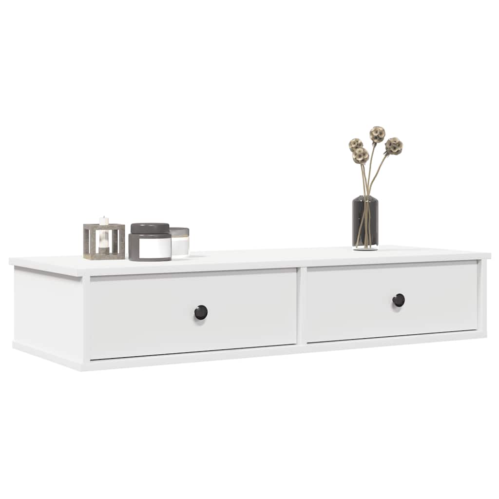 foto del prodotto vidaxl scaffale a parete con cassetti bianco 100x37,5x19 cm truciolato