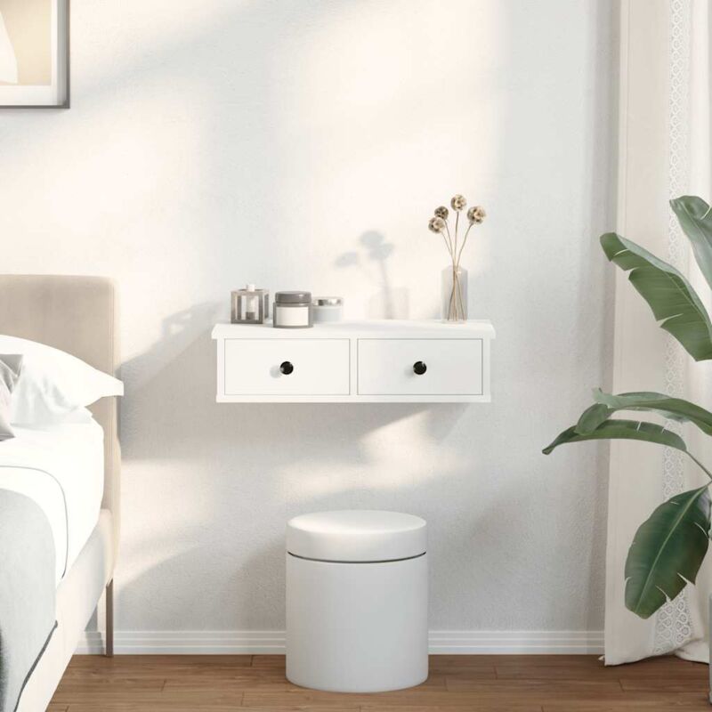 foto del prodotto vidaxl scaffale a parete con cassetti bianco 60x28x15 cm in truciolato
