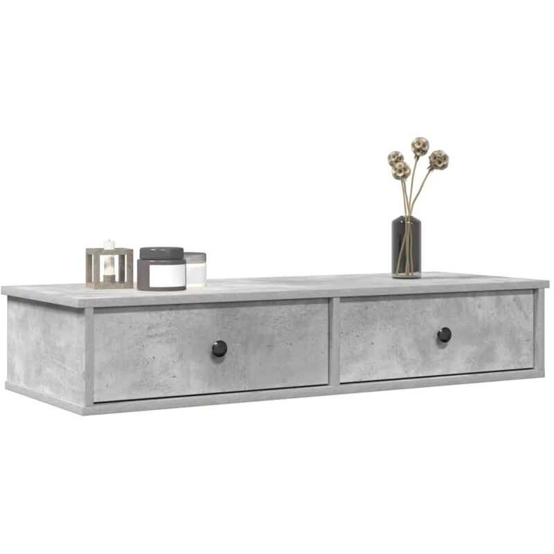 foto del prodotto vidaxl scaffale a parete con cassetti grigio 100x37,5x19 cm truciolato