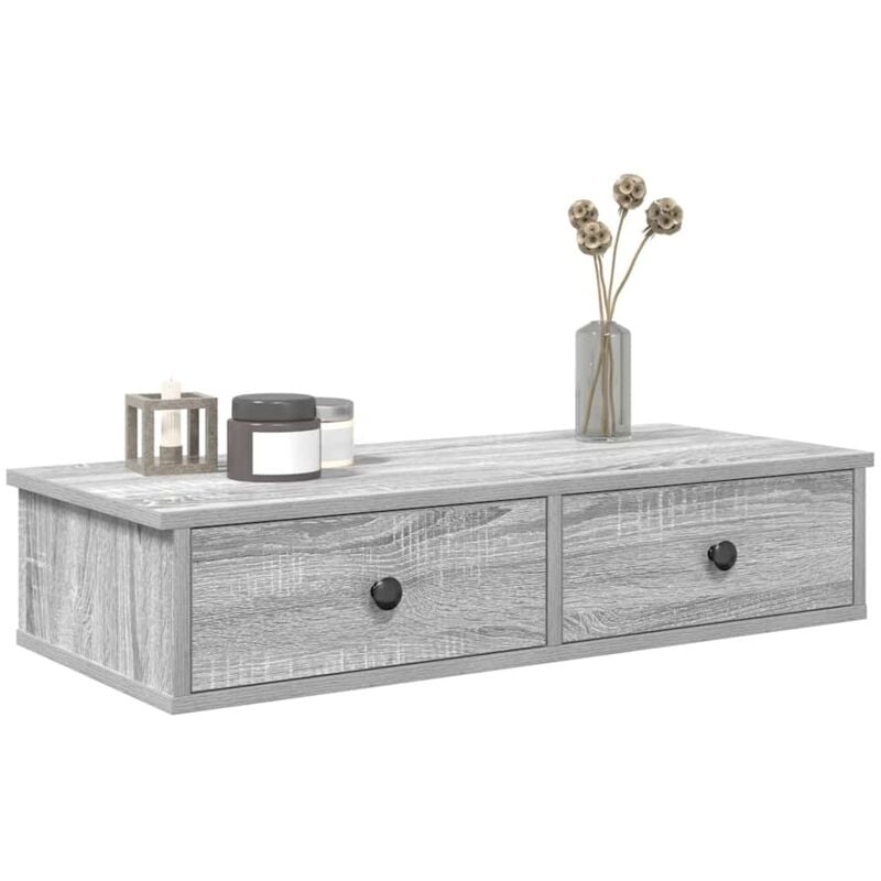 foto del prodotto vidaxl scaffale a parete con cassetti grigio 80x31x17 cm in truciolato
