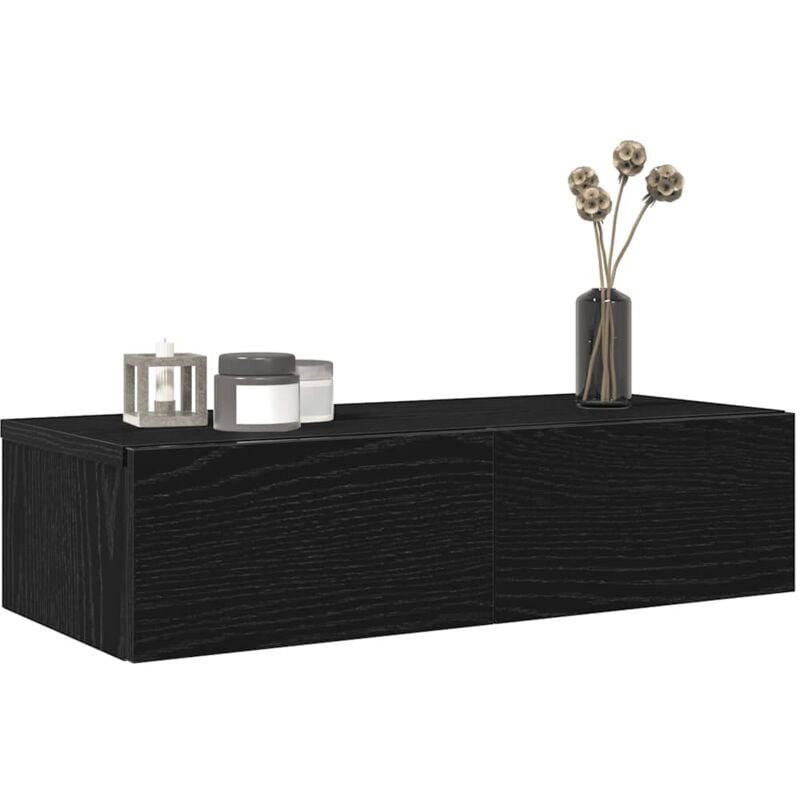 foto del prodotto vidaxl scaffale a parete con cassetti nero 60x26,5x15 cm in truciolato