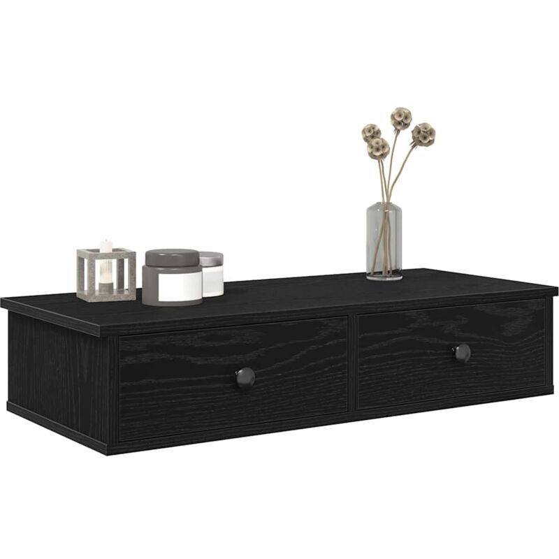 foto del prodotto vidaxl scaffale a parete con cassetti nero 80x31x17 cm in truciolato