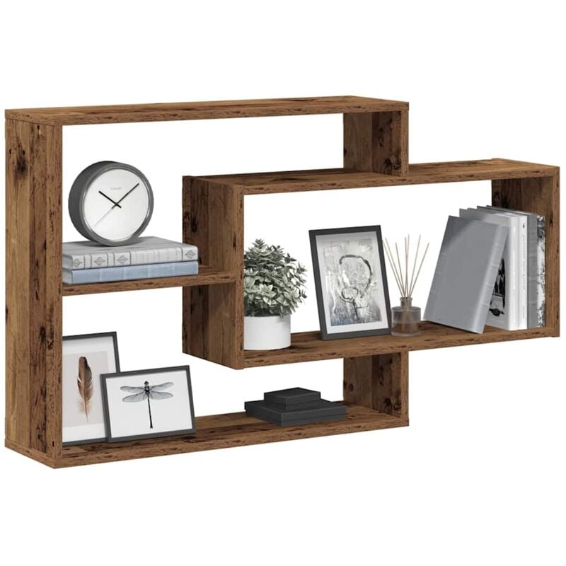foto del prodotto vidaxl scaffale a parete legno antico 104x20x58,5 cm in truciolato